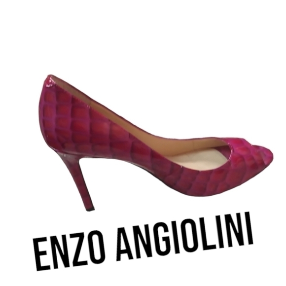 Enzo Angiolini EA MERRYANN Leather Peeptoe Heels size 8.5 EUC BARBIECORE - Picture 1 of 6